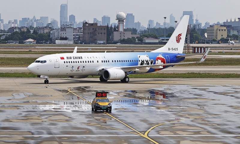 An Air China plane taxis at Shanghai Hongqiao International Airport in September 2020. Photo: cnsphoto