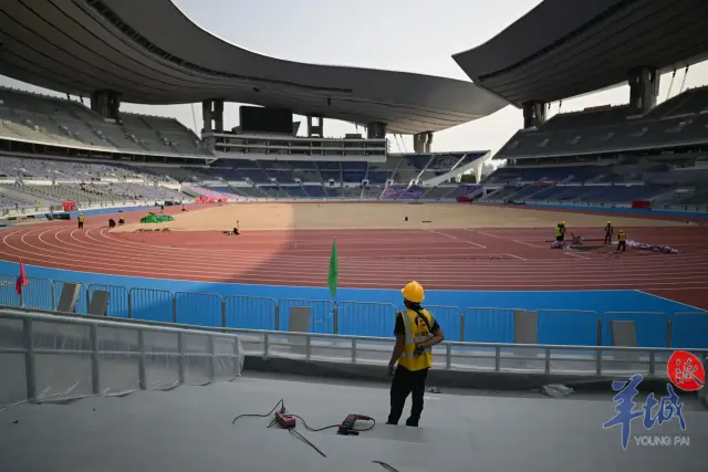  已实体完工的十五运会主场馆广东奥林匹克体育中心内部场景。