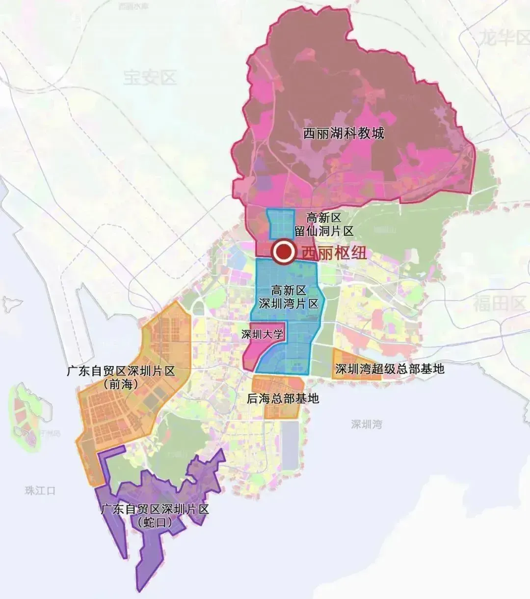 西丽高铁枢纽区域位置图。图源：深圳市规划和自然资源局