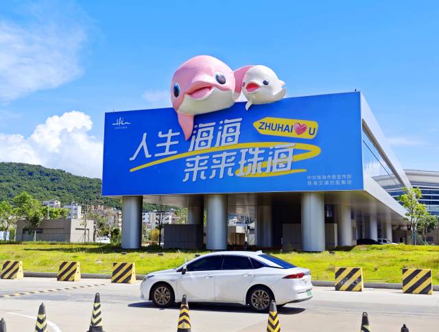 位于珠海机场的巨型中华白海豚艺术装置。 通讯员 供图