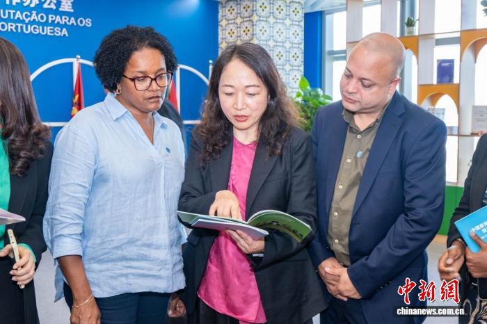 图为巴西税务官员在葡语国家及地区税收合作办公室了解税收锦囊有关情况。岳瑞轩 摄
